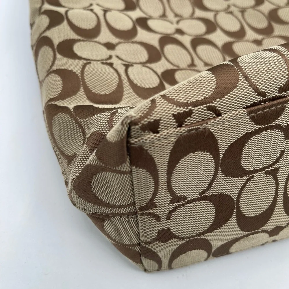 Coach Signature Brown and Teal Tote - Picture 9 of 17